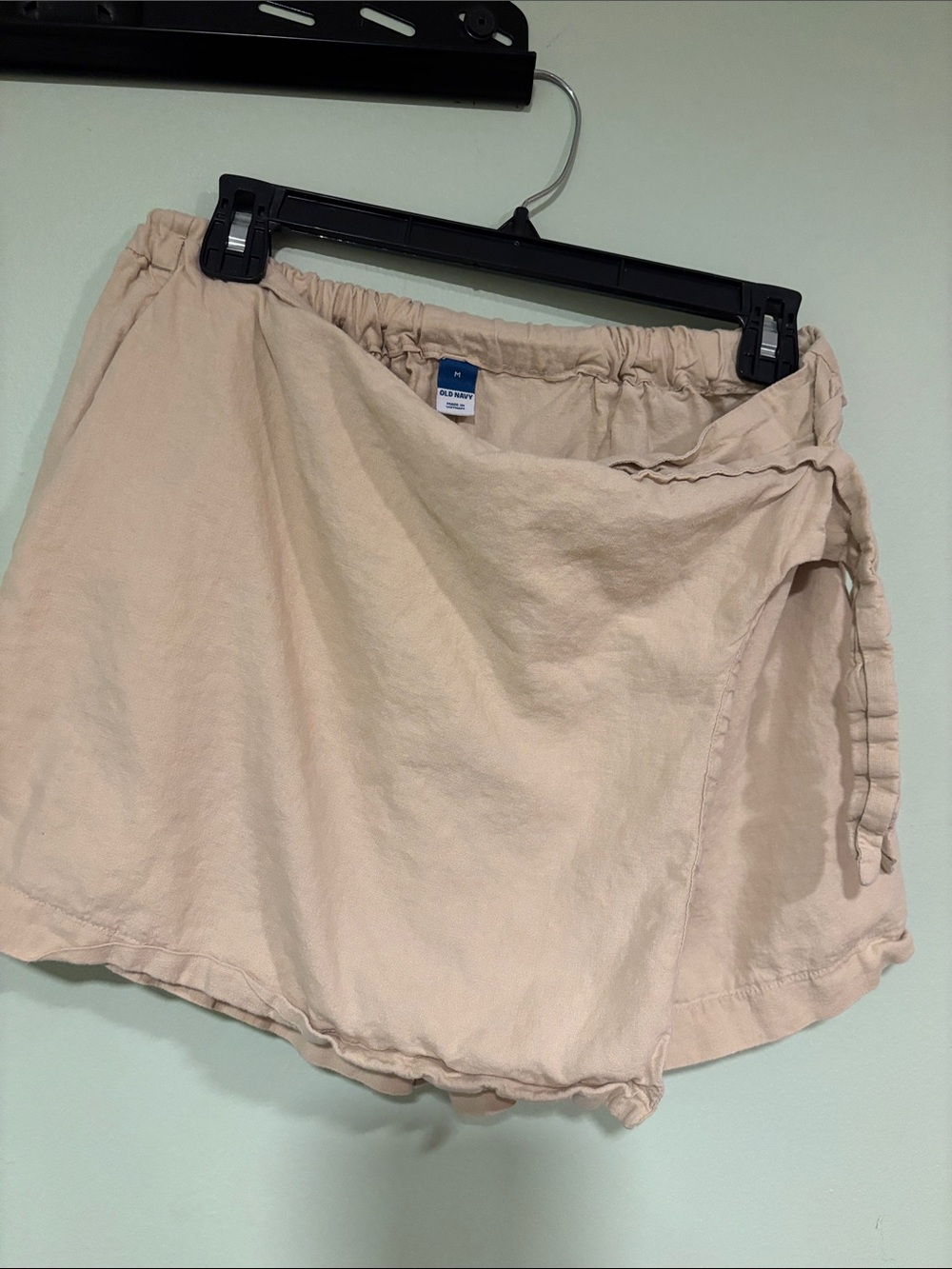 Old Navy Linen Blend Light Beige Wrap Skort with Elastic Waist